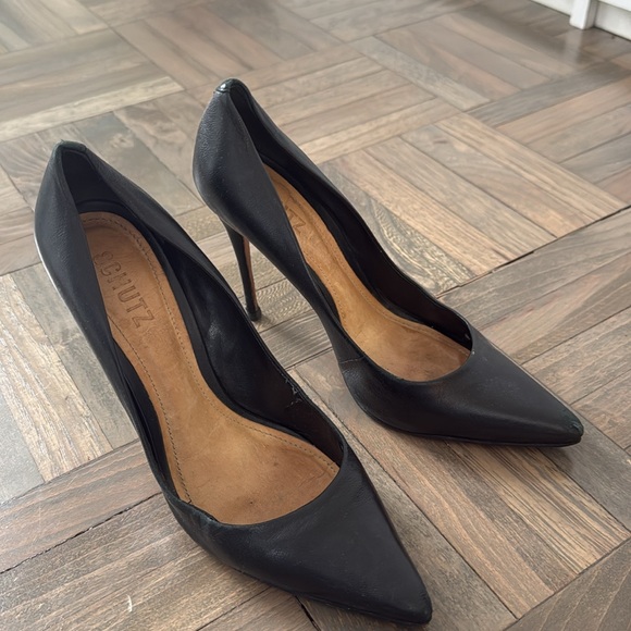 Schutz Black Leather Stiletto Pumps - Picture 7 of 15